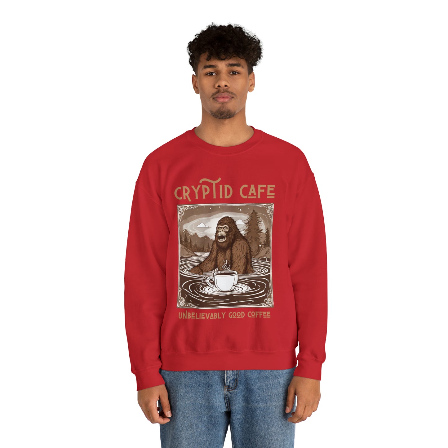 Wading Bigfoot • Unisex Heavy Blend™ Crewneck Sweatshirt