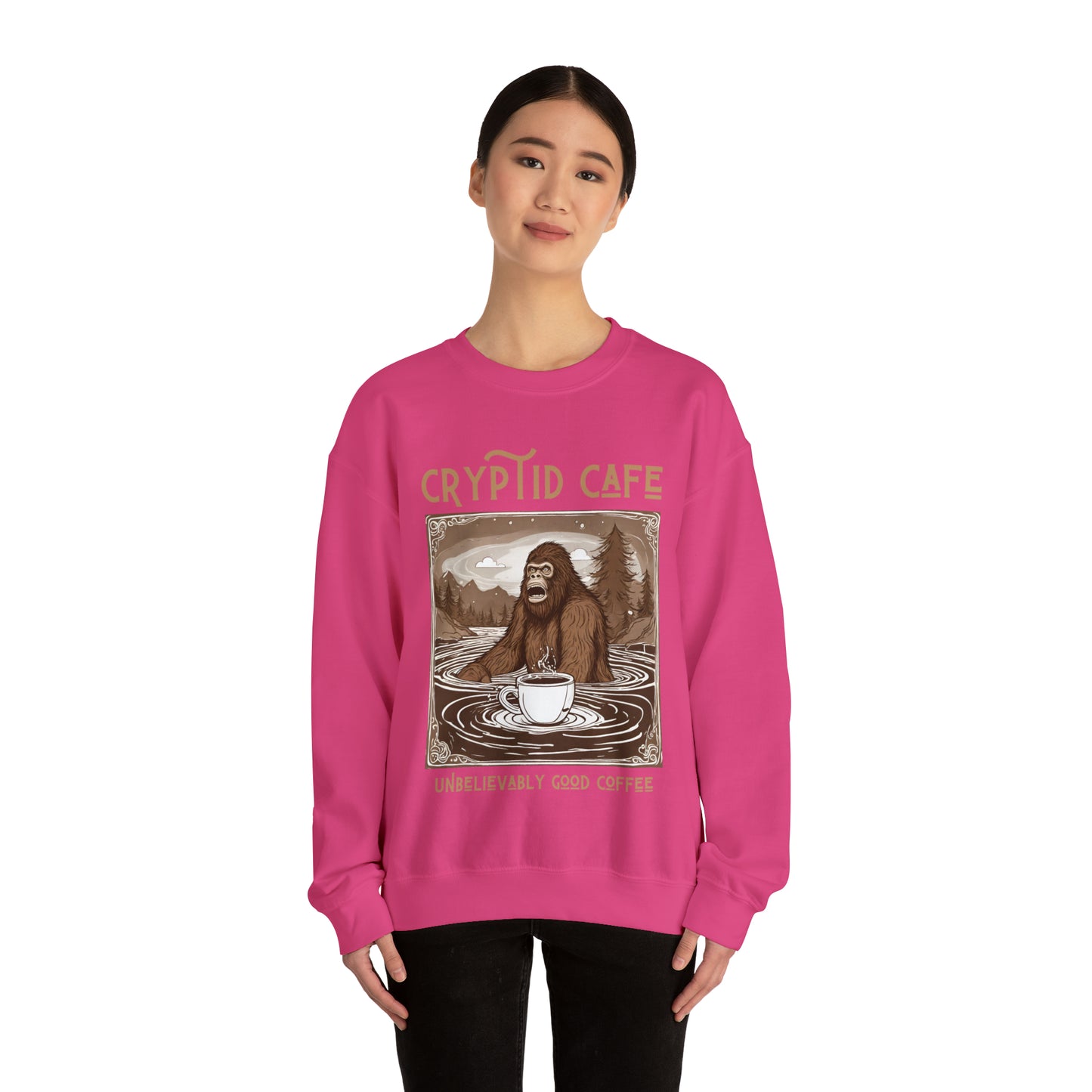 Wading Bigfoot • Unisex Heavy Blend™ Crewneck Sweatshirt