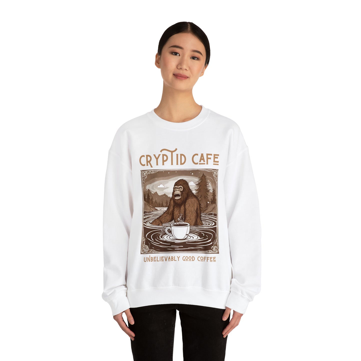 Wading Bigfoot • Unisex Heavy Blend™ Crewneck Sweatshirt