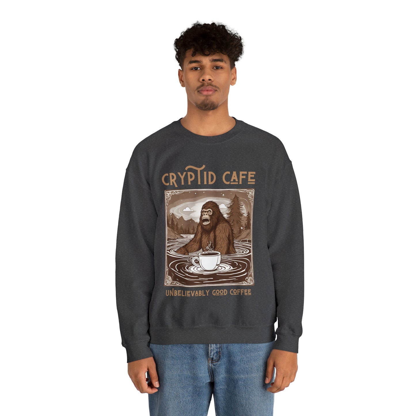 Wading Bigfoot • Unisex Heavy Blend™ Crewneck Sweatshirt