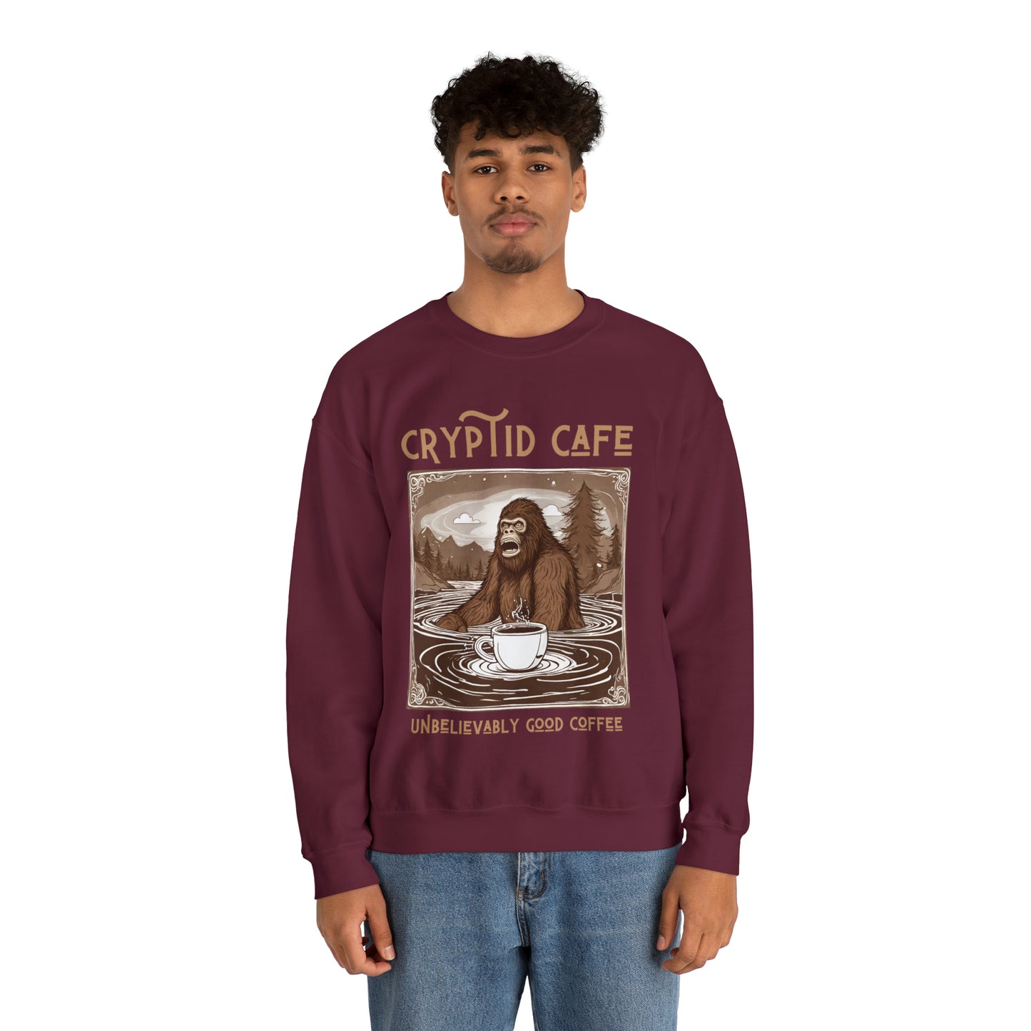 Wading Bigfoot • Unisex Heavy Blend™ Crewneck Sweatshirt