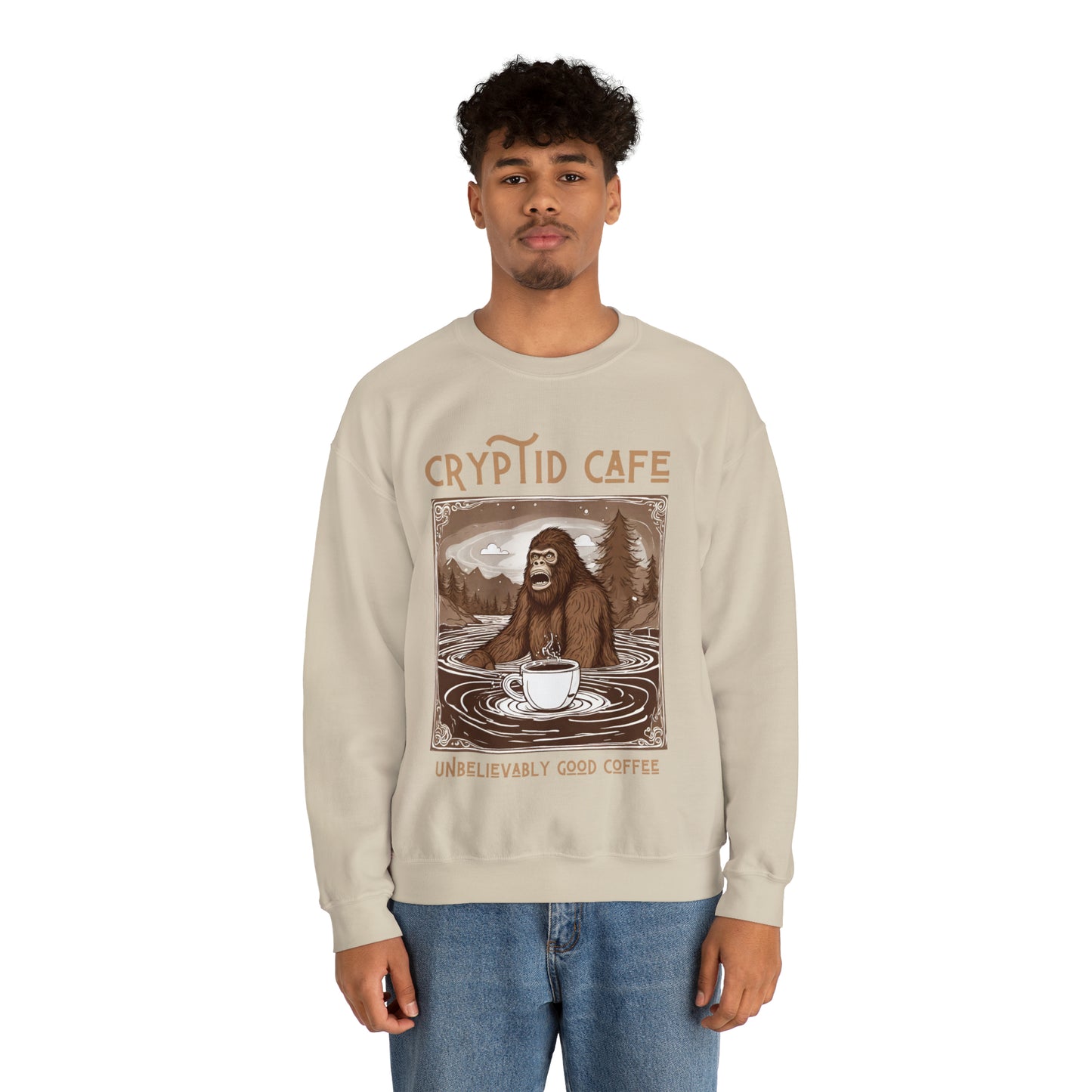 Wading Bigfoot • Unisex Heavy Blend™ Crewneck Sweatshirt