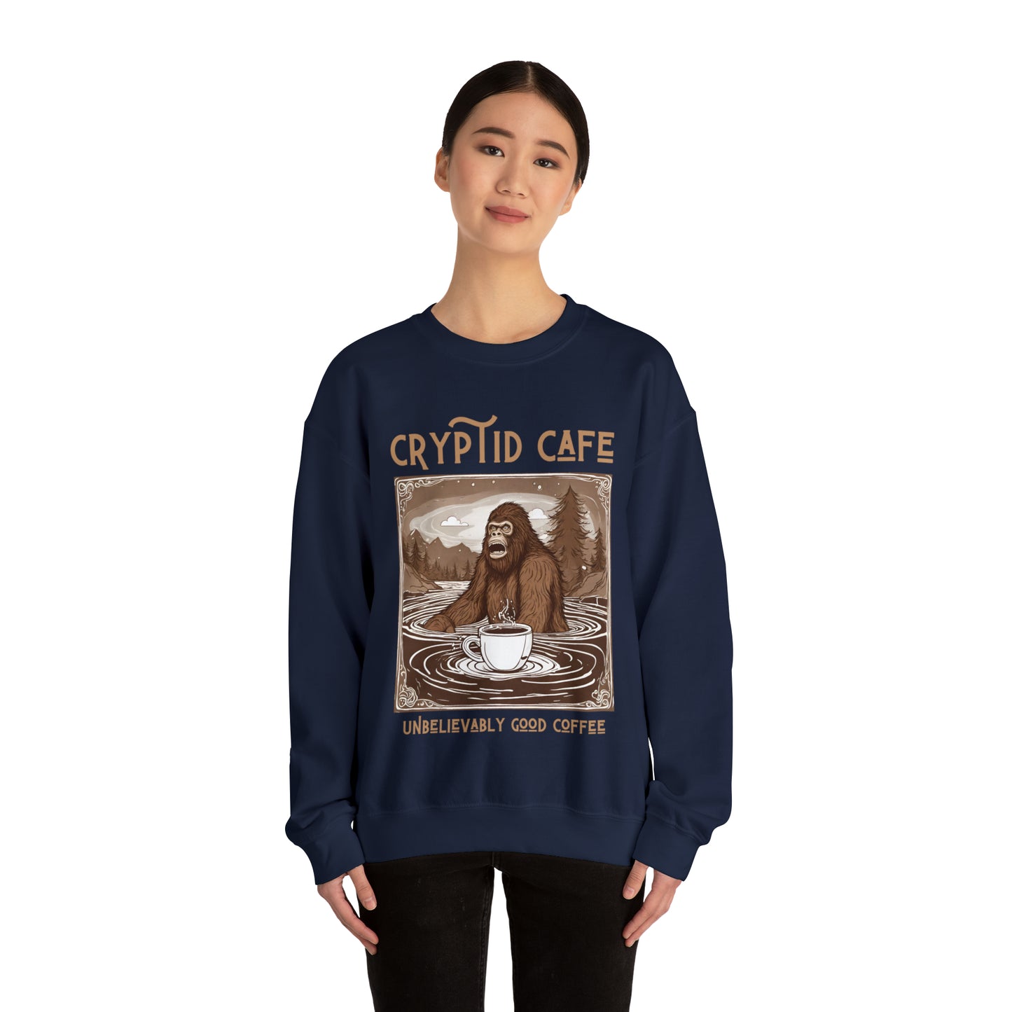 Wading Bigfoot • Unisex Heavy Blend™ Crewneck Sweatshirt